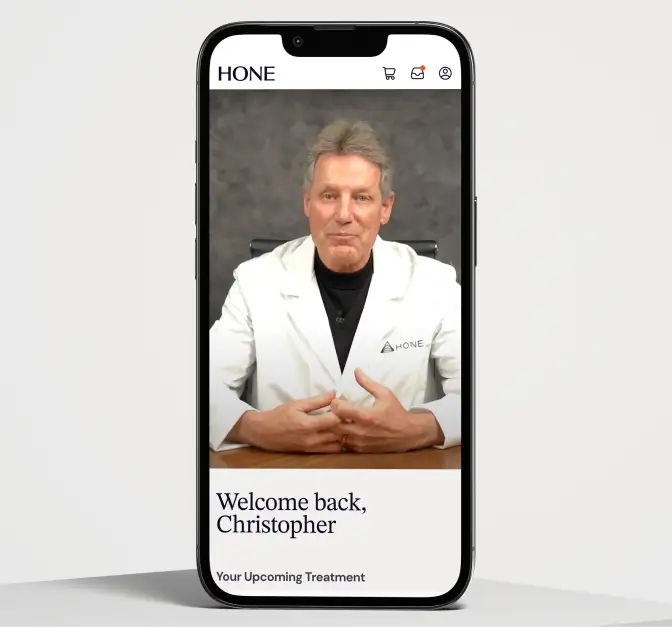 Virtual consultation with a doctor displayed on a phone.