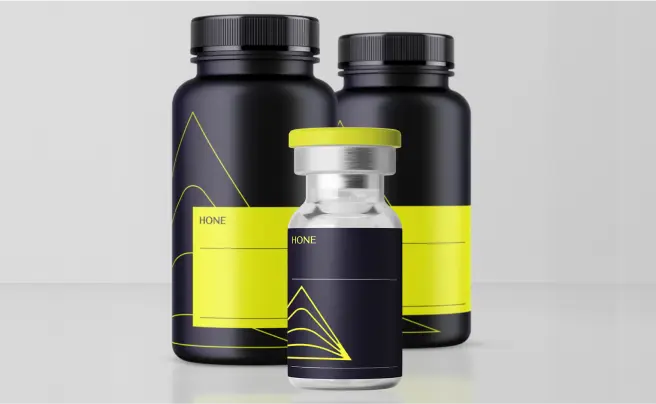 Product displayed on table.