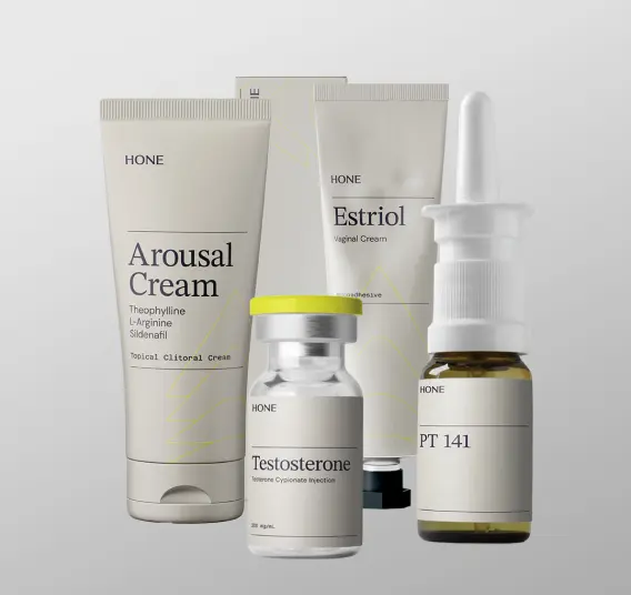 Arousal cream along with other products being shown off.