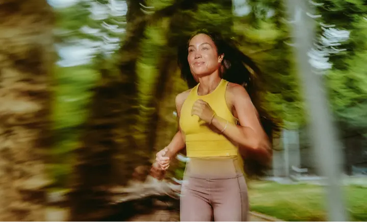 A woman jogging.